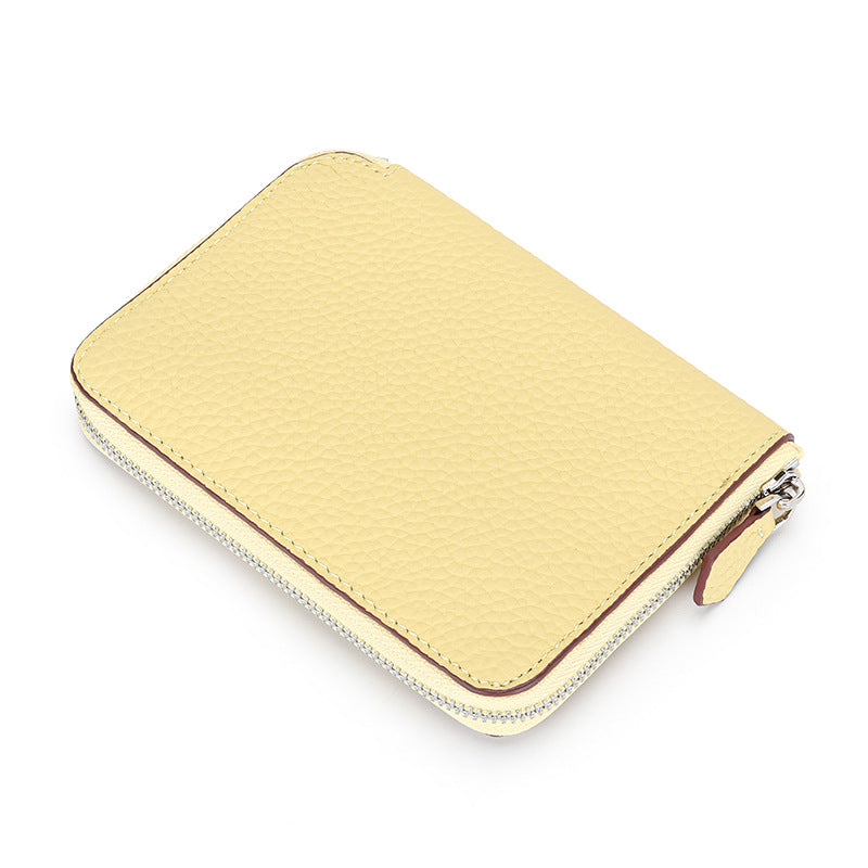 Women's Full Soft Leather Short Zipper License Ladies Wallets