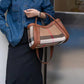 Genuine Leather Plaid Canvas Live Streaming Handbags