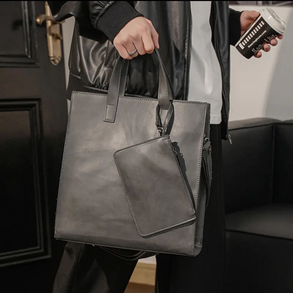 Men's Vertical Fashion Retro Crazy Horse Leather Bags