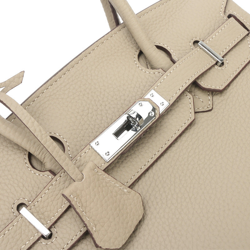 Sier Kelly Leather Large Capacity Litchi Handbags