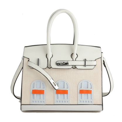 Women's Contrast Color House Platinum Kelly Fashionable Handbags