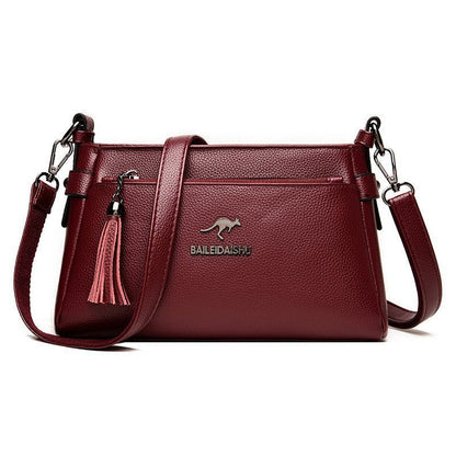 Women's Genuine Leather Tassel Trendy Korean Style Shoulder Bags