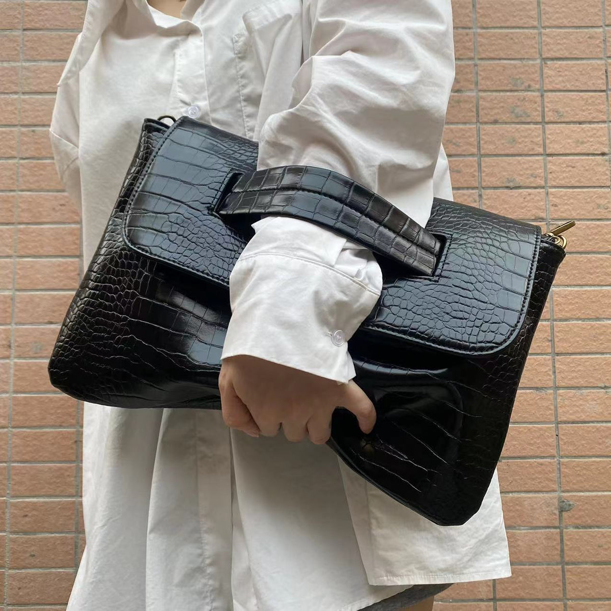 Pattern Strap Clutch Large Capacity File Handbags