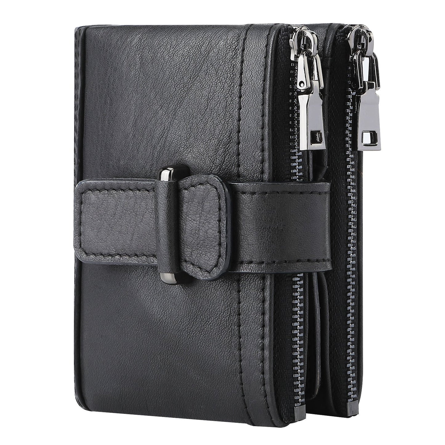 Swiping Zipper Hasp Multiple Slots First Layer Men's Wallets
