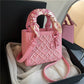 Women's Rhombus Texture Diana Korean Fashion Simple Shoulder Bags