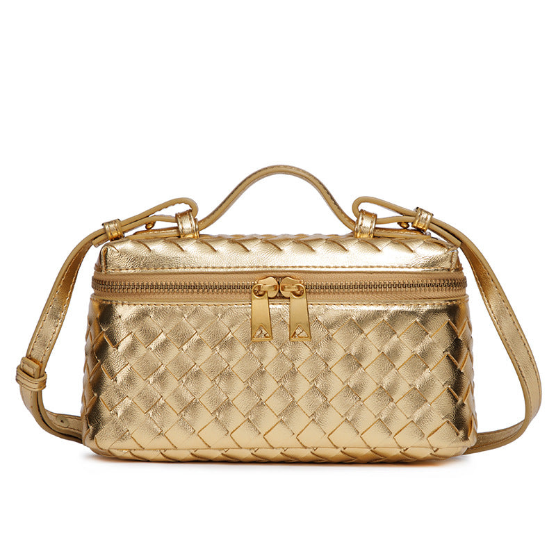 Popular Lunch Box Hand-woven Zipper Trendy Shoulder Bags