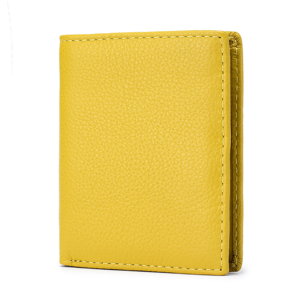 Genuine Leather Short First Layer Cowhide Simple Female Ladies Wallets