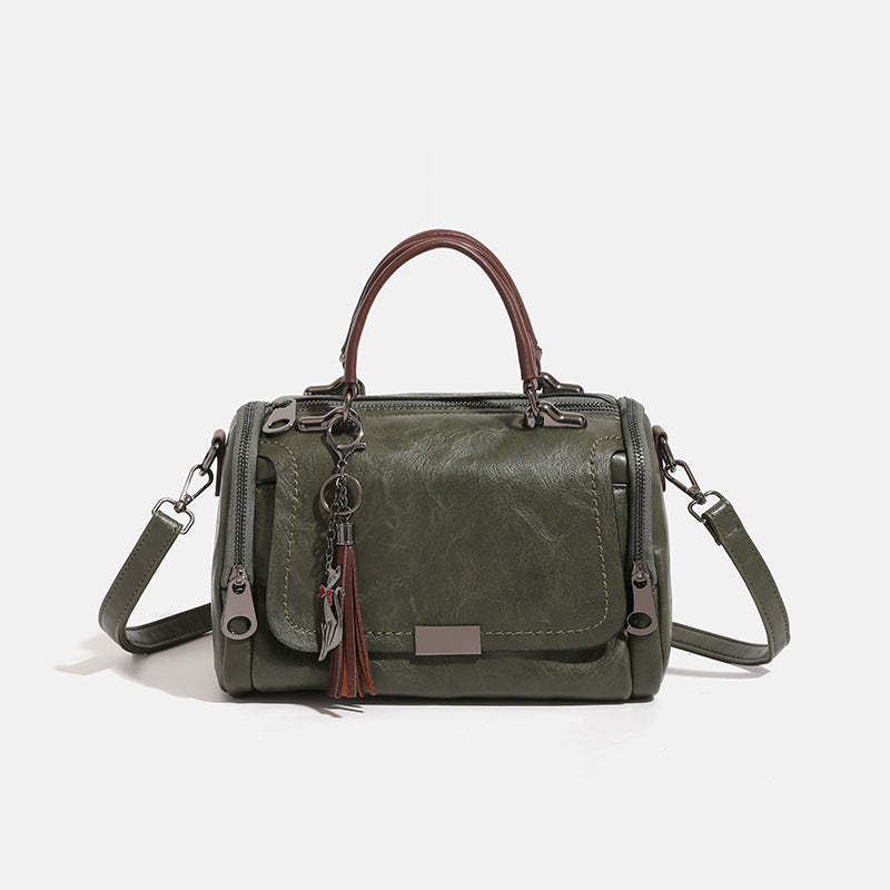 Women's Fashion Soft Leather Boston Pillow Simple Handbags