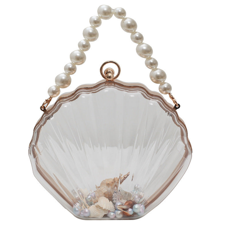 Beaded Clip Shell Pearl Chain Acrylic Shoulder Bags