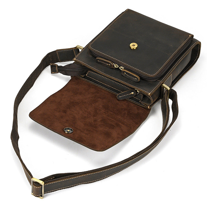 Men's Leather Crazy Horse First Layer Cowhide Shoulder Bags