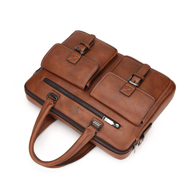 Men's Classy Large Capacity Zipper Soft Men's Handbags