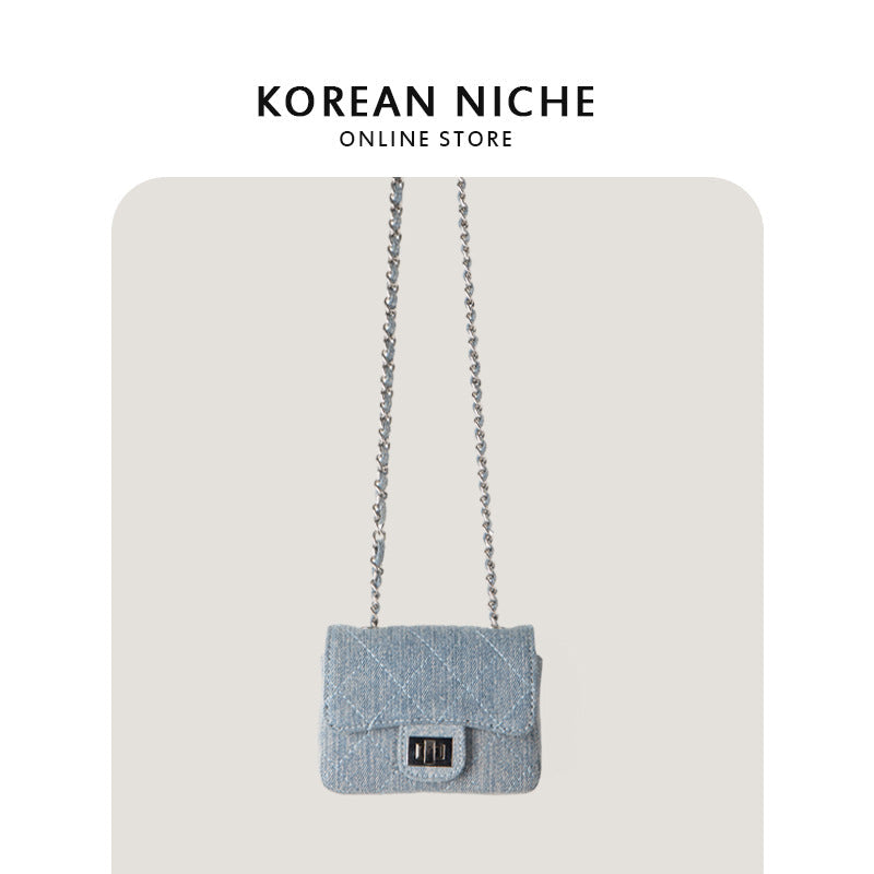 Women's Design Mini Fashionable Diamond Plaid Denim Crossbody Bags