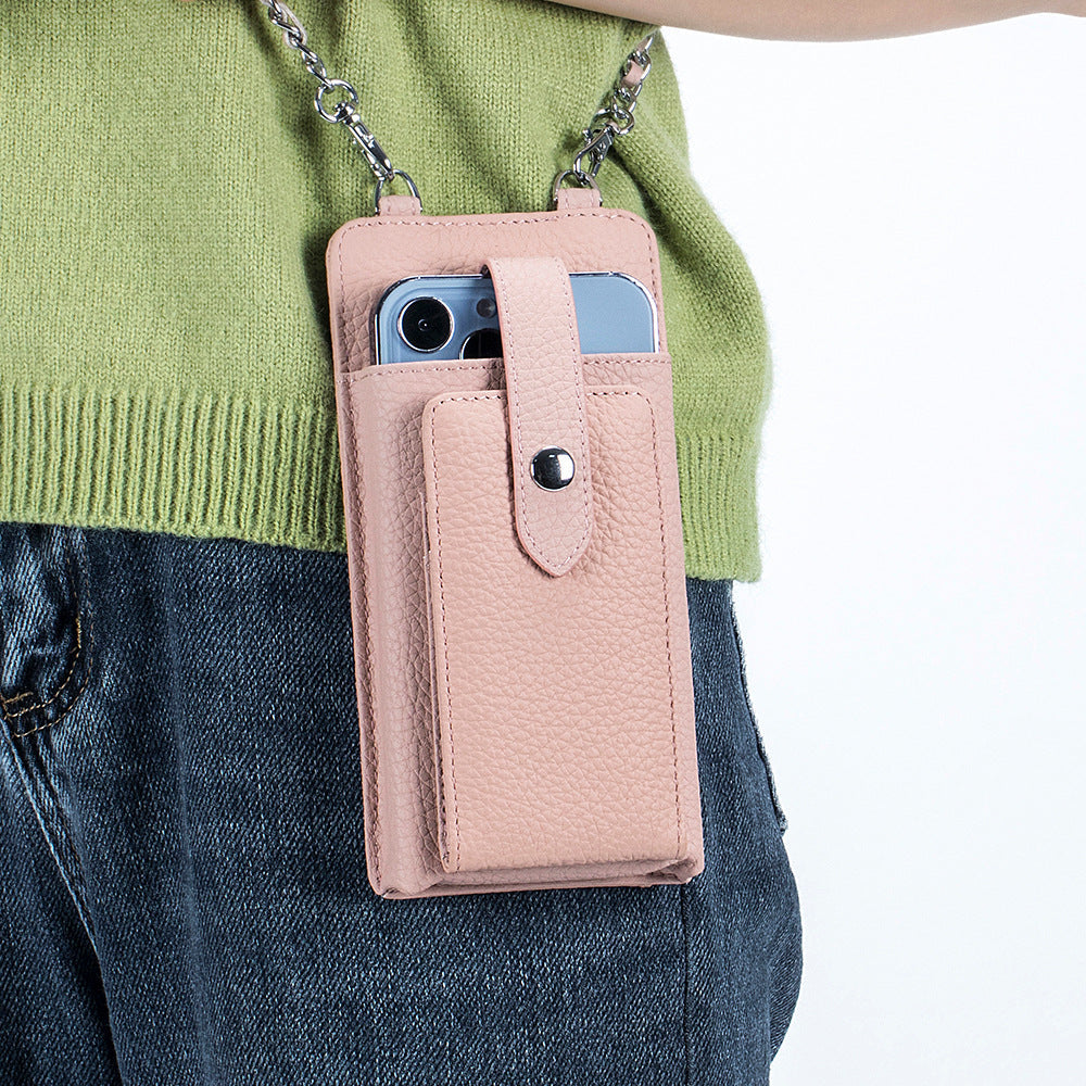 Women's Chic Mobile Genuine Leather Chain Mini Phone Bags