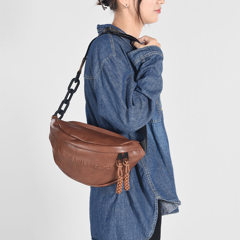Women's & Men's & Acrylic Chain Stitching Couple Crossbody Bags