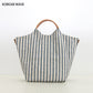 Women's Korean Style Artistic Simple Striped Canvas Handbags