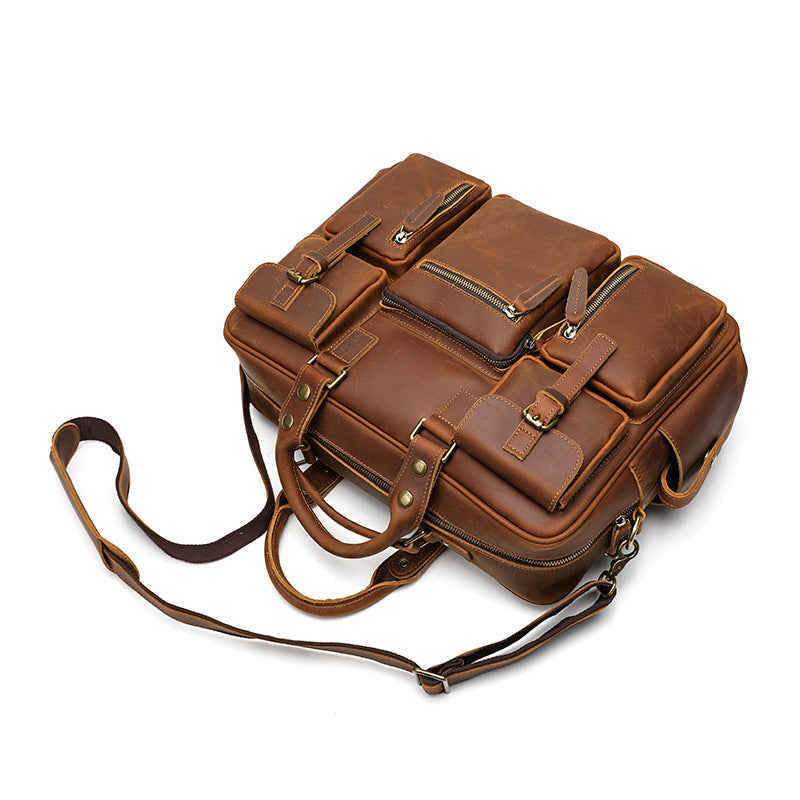 Men's Leather First Layer Cowhide Large Capacity Men's Handbags