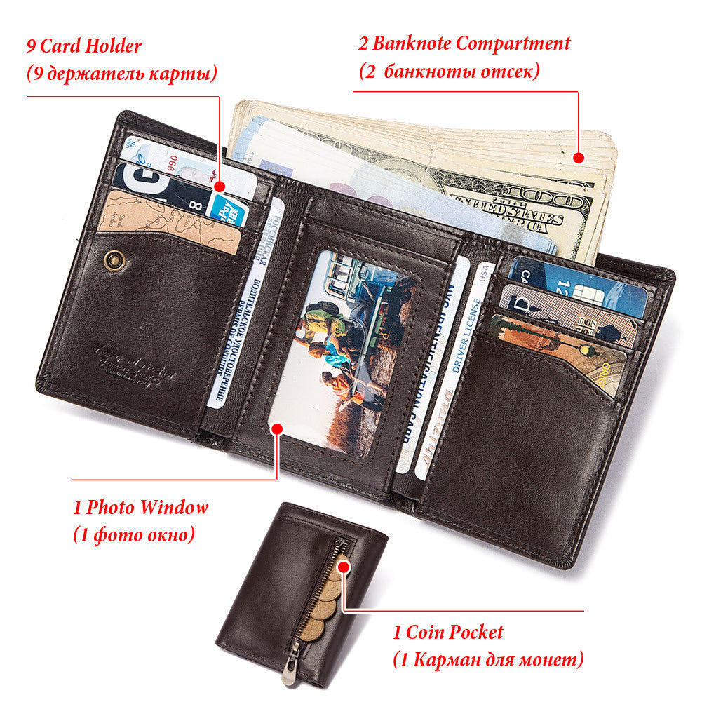 Men's Paul Multiple Slots First Layer Cowhide Purses