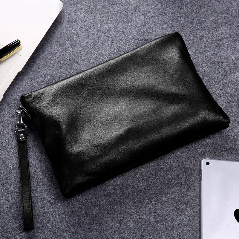 Men's Clutch Top Layer Cowhide Envelope Large Men's Handbags