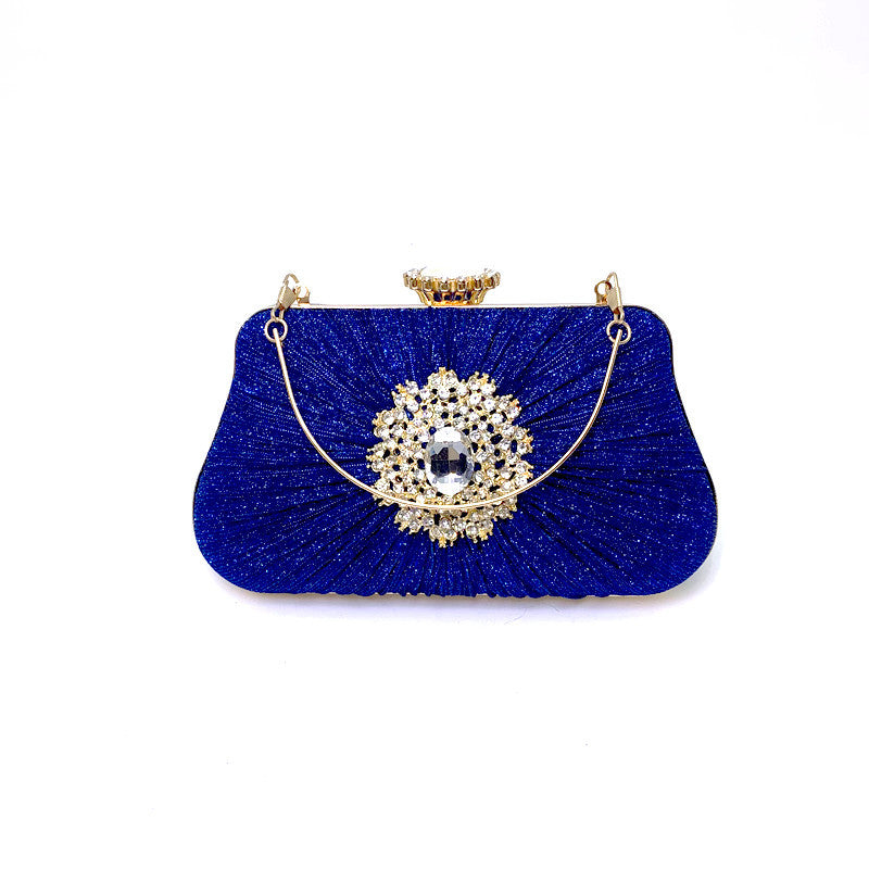 Women's Fashion Dinner Pleated Diamond Rhinestone Banquet Wedding Evening Bags