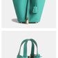 Layer Cowhide Lychee Pattern Solid Color Bucket Bags