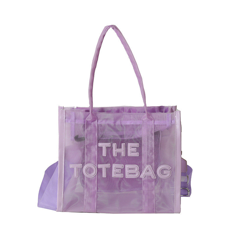 Women's Today Popular Jelly Color Mesh Transparent Bags