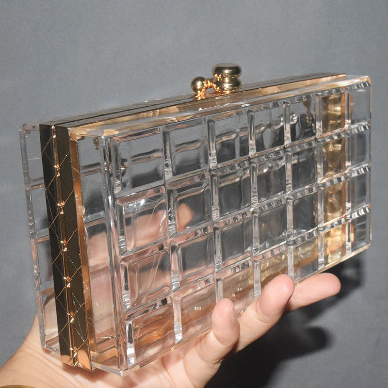 Women's Acrylic Transparent Pearl Chain Dinner Party Crossbody Bags