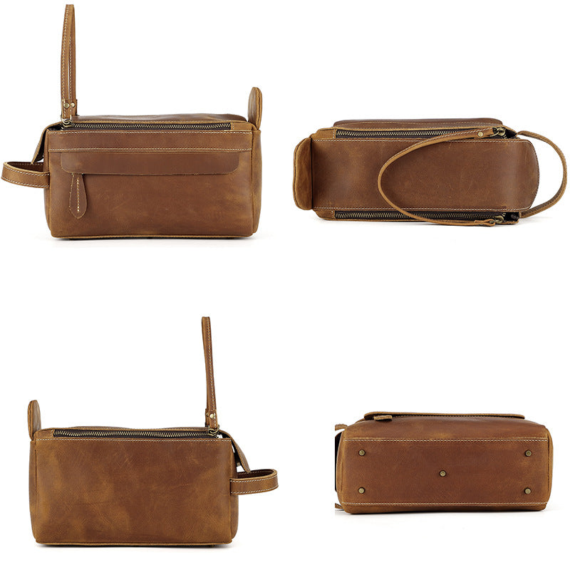 Men's Real Leather Toiletry Storage First Layer Cowhide Clutch Men's Handbags