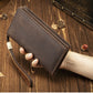 Men's Clutch Crazy Horse Leather Long Zipper Men's Wallets