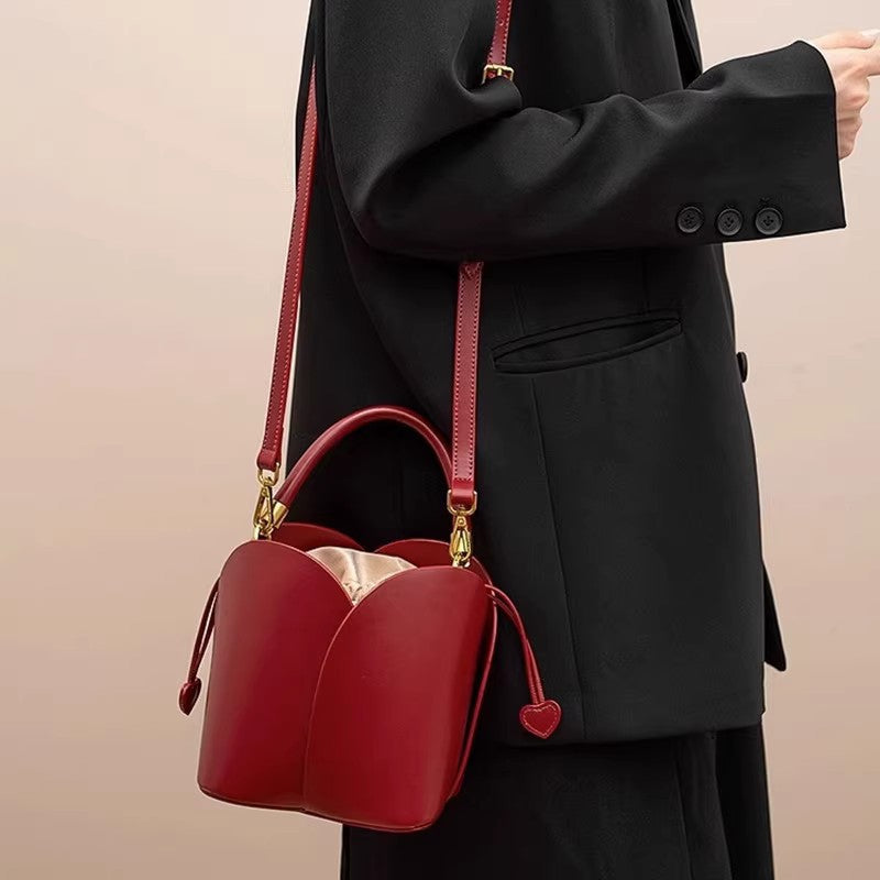 Niche Red Bridal Wedding Petals Vegetable Handbags
