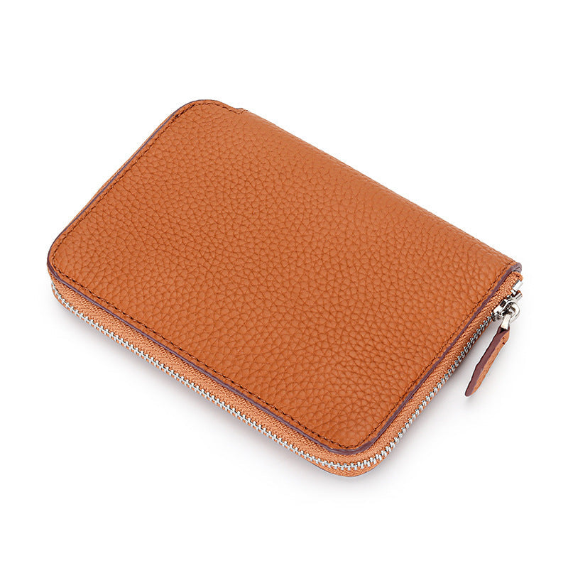 Women's Full Soft Leather Short Zipper License Ladies Wallets
