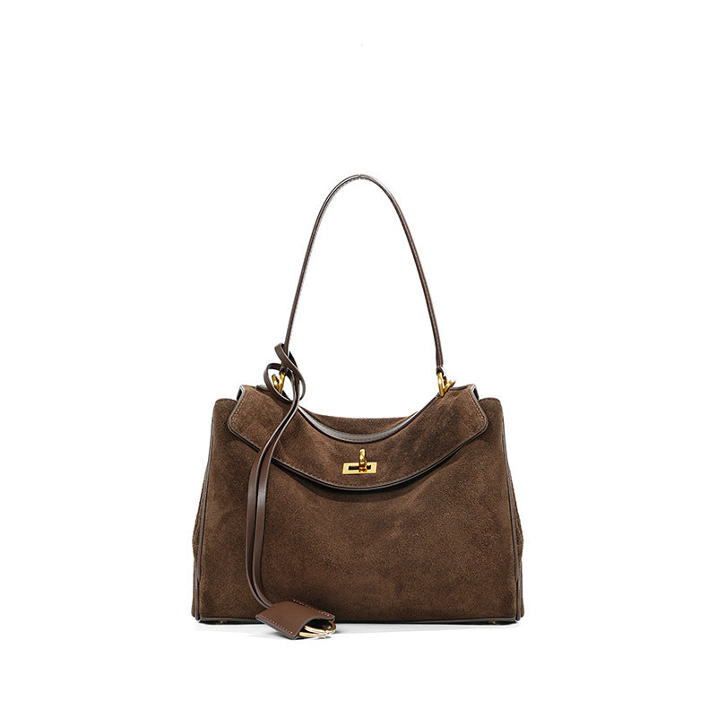 Women's Frosted Cowhide High-grade Large Capacity Portable Armpit Bags