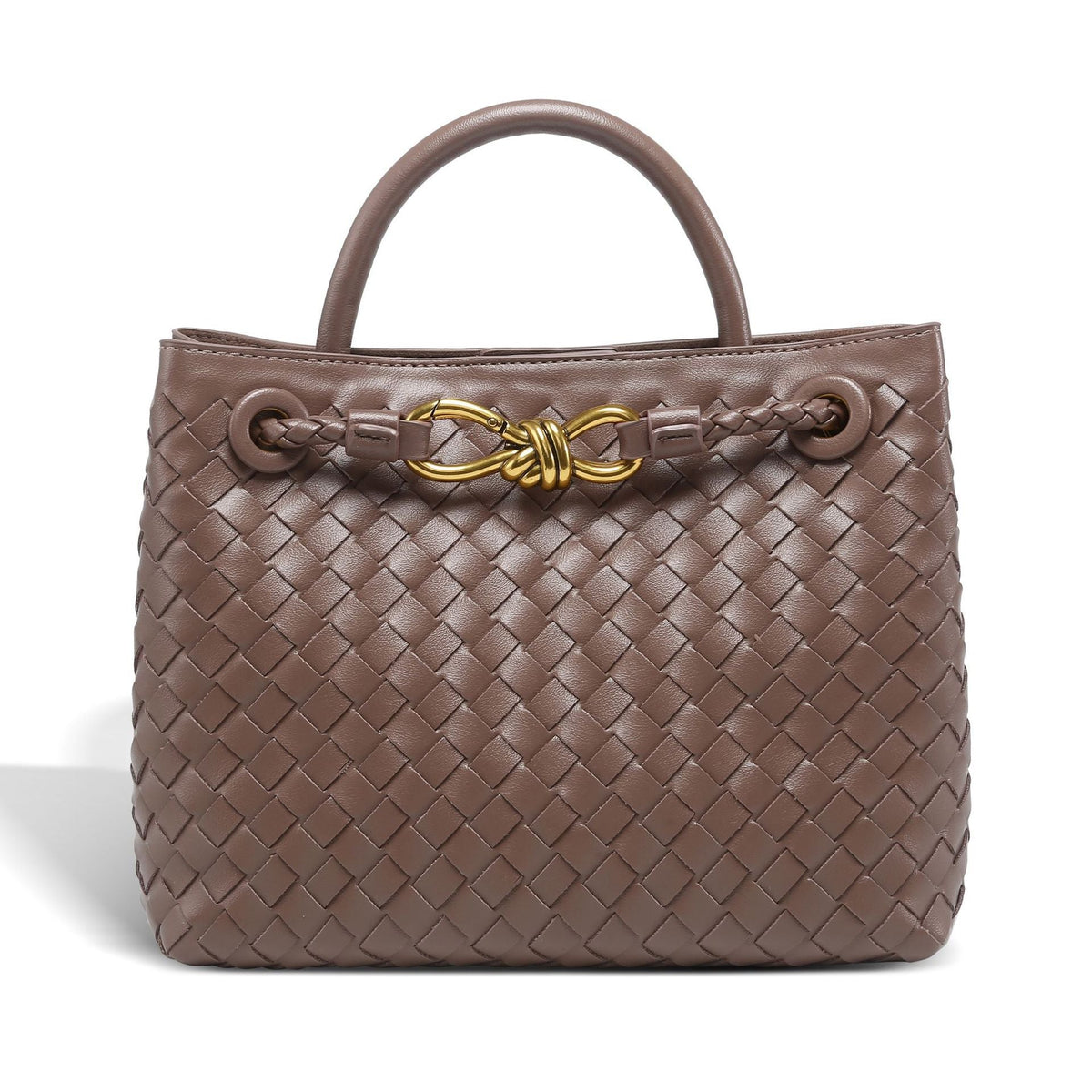 Women's Metal Cord Fastener Woven Portable Large Handbags