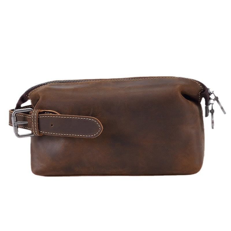 Men's Cowhide Clutch Large Capacity Storage Real Leather Toiletry Men's Handbags