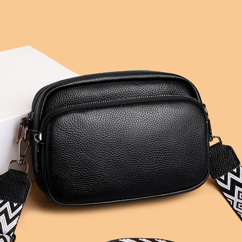Women's Layer Cowhide Fashion Simple Litchi Pattern Shoulder Bags