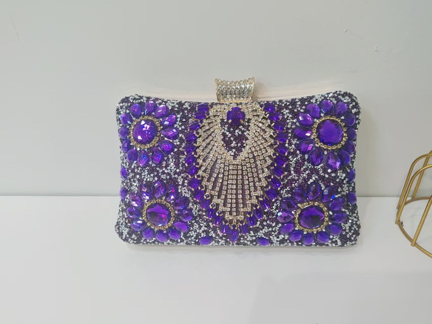 Women's Diamond Black Gem Pearl Rhinestone Cheongsam Handbags