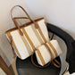 Women's Composite Fashionable Contrast Color Striped Commuter Shoulder Bags