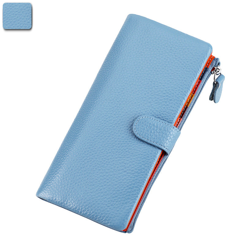 Women's Elegant Long First Layer Cowhide Ladies Wallets