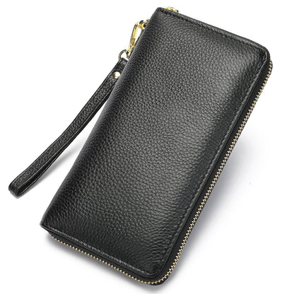 Women's Leather Long Clutch Cowhide Zip Handbags