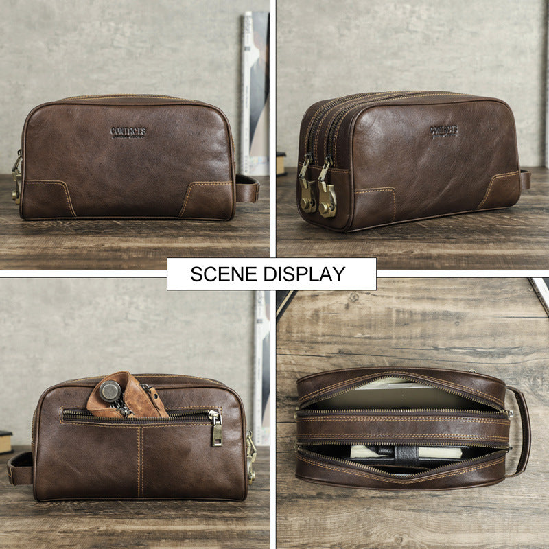 Men's Black Angel First Layer Cowhide With Password Clutch Men's Handbags