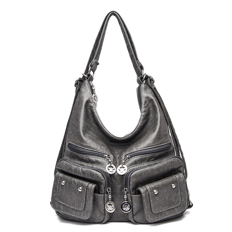 Women's Korean Style Fashionable Mature Soft Leather Shoulder Bags