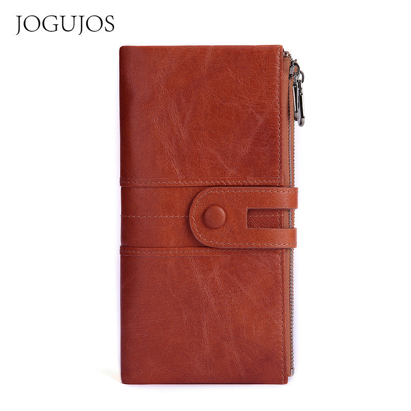 Women's Retro Fashion Leather Long Cowhide Mobile Ladies Wallets