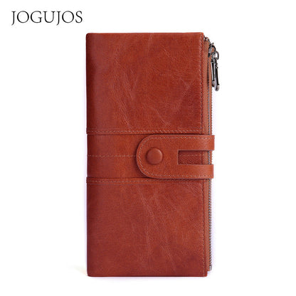 Women's Retro Fashion Leather Long Cowhide Mobile Ladies Wallets