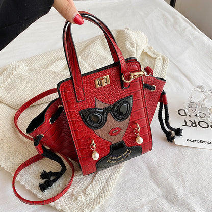 Women's Stone Pattern Cartoon Young Pearl Rivets Bags
