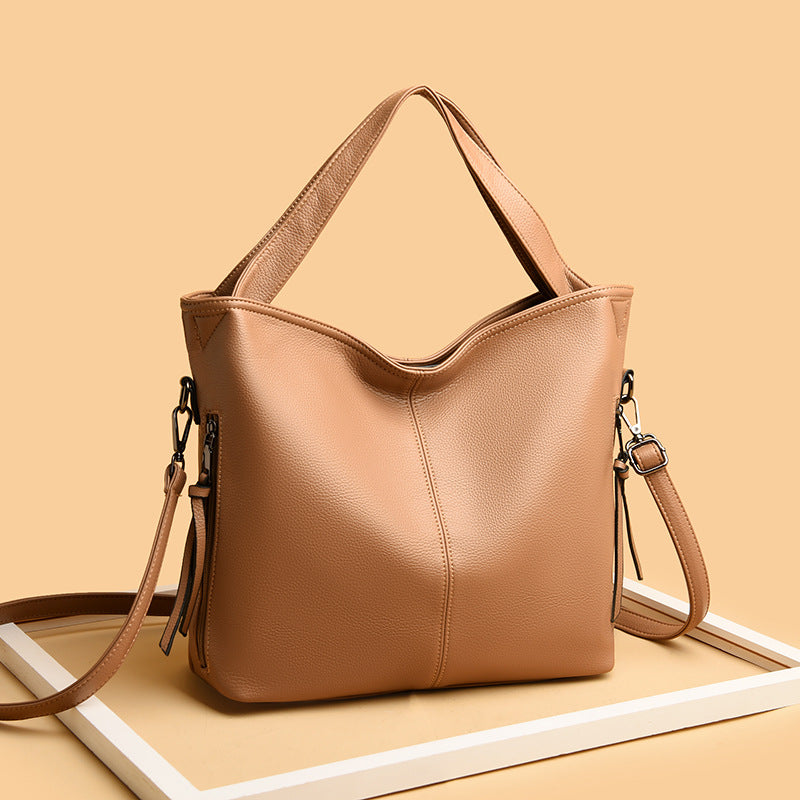 Women's Fashion Luxury Soft Leather With Zipper Shoulder Bags