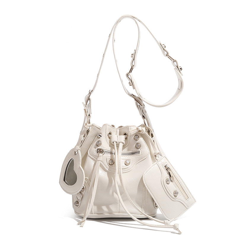 Women's Fashion Rivet Motorcycle Three-piece Set Wide Bags