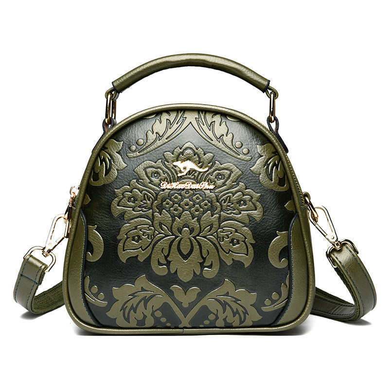 Women's Niche High Sense Round Embossed Mom Handbags