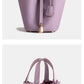 Layer Cowhide Lychee Pattern Solid Color Bucket Bags