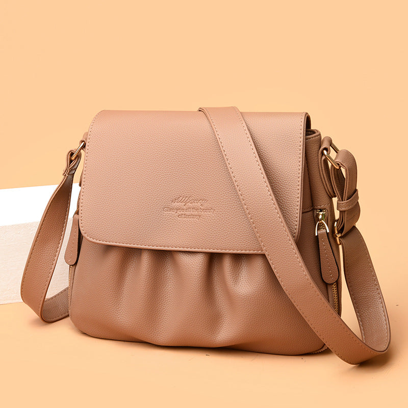Trendy Female Lady High-grade Versatile Pleated Shoulder Bags