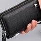 Men's Fashion Double Zip Clutch Long Genuine Men's Handbags