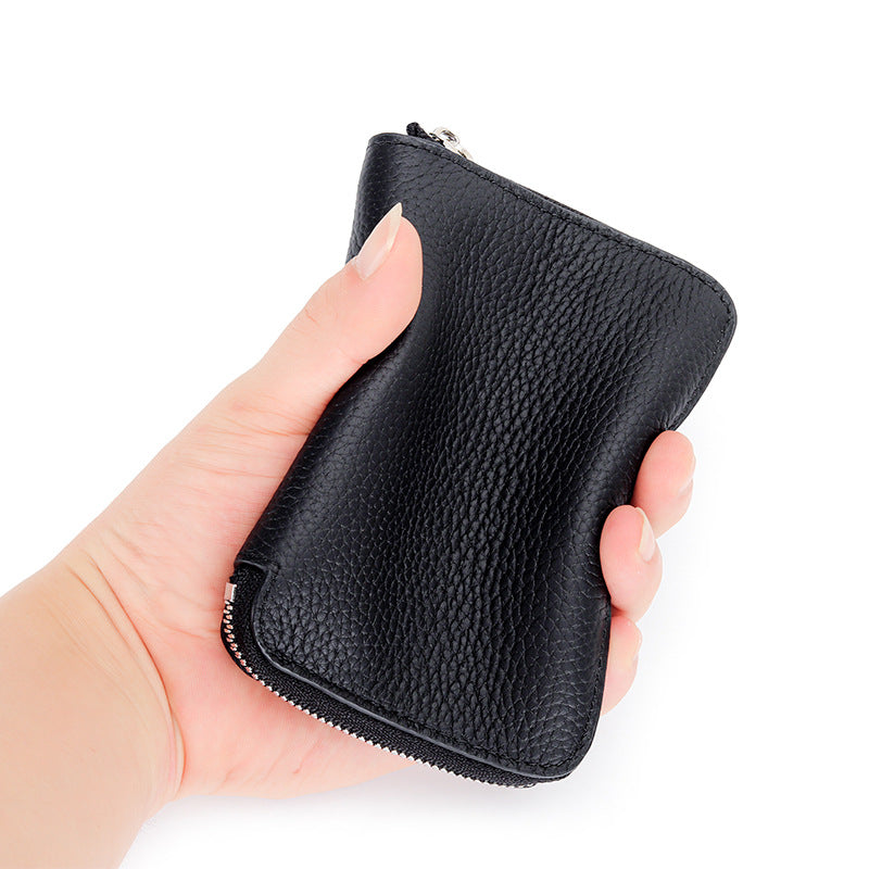 Women's Full Soft Leather Short Zipper License Ladies Wallets